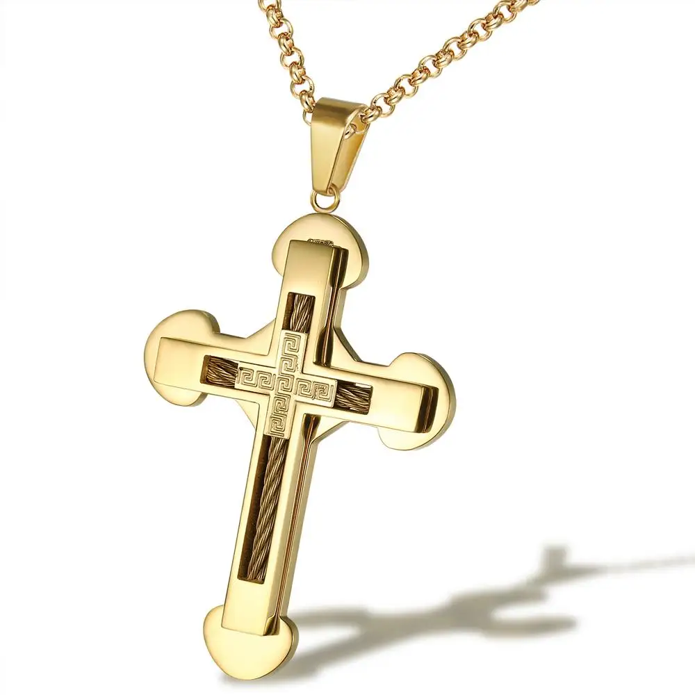 

Mimeng Titanium Jewelry Titanium Necklace for Men Big Cross Necklace Come with Chain Gift for Boy Friend