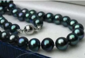

free shipping GENUINE 7-8MM BLACK NATURAL PEARL NECKLACE 17" no box
