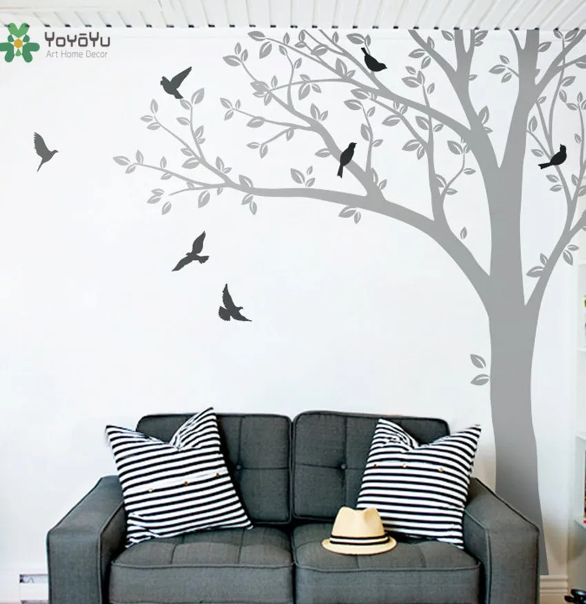 

Wall Decal Vinyl Sticker Nursery Large Tree With Birds Wall Art Decor Custom Color Mural Kid Room Bedroom Playroom Poster WW-342