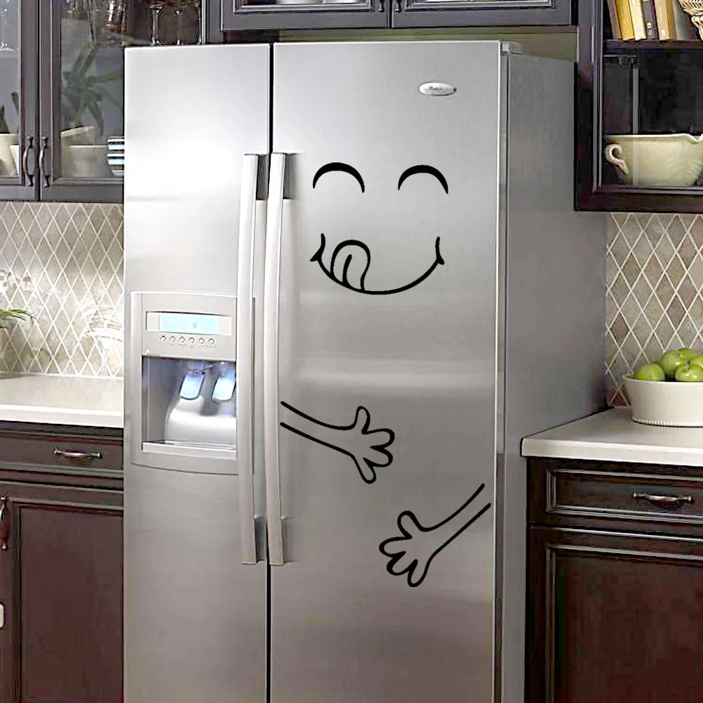 

Cute Sticker Fridge Happy Delicious Face Fridge Stickers Kitchen Wall Refrigerator Fridge Wall Stickers Art Wall Decal DIY PVC