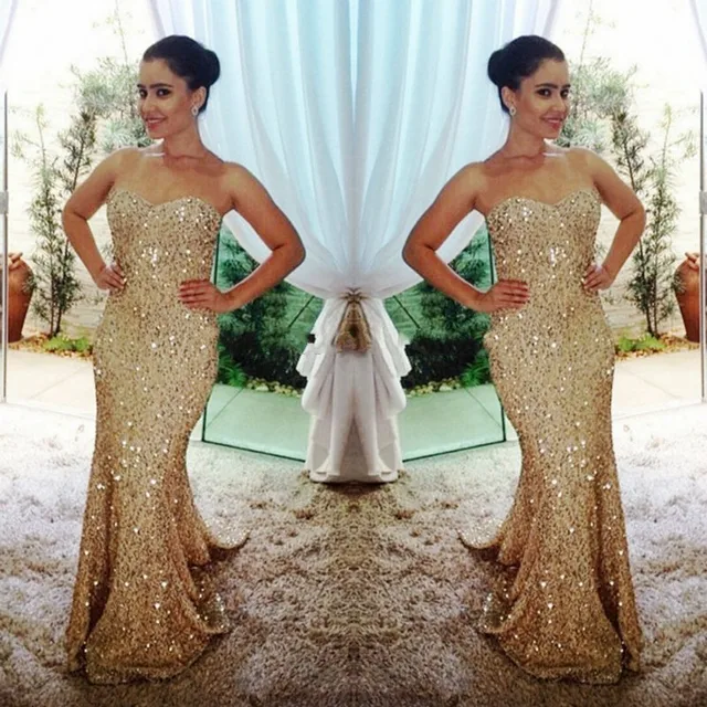 New Arrival Gold Long Prom Dress 2017 Sparkly Mermaid Evening New Arrival Gold Long Prom Dress 2017 Sparkly Mermaid Evening Dresses Shiny Custom Made Vestidos Largos