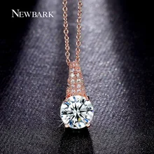 NEWBARK 4 Claw CZ Diamond Necklaces Pendants Rose Gold Plated Fashion Brand Chains 2Carat Choker Jewelry