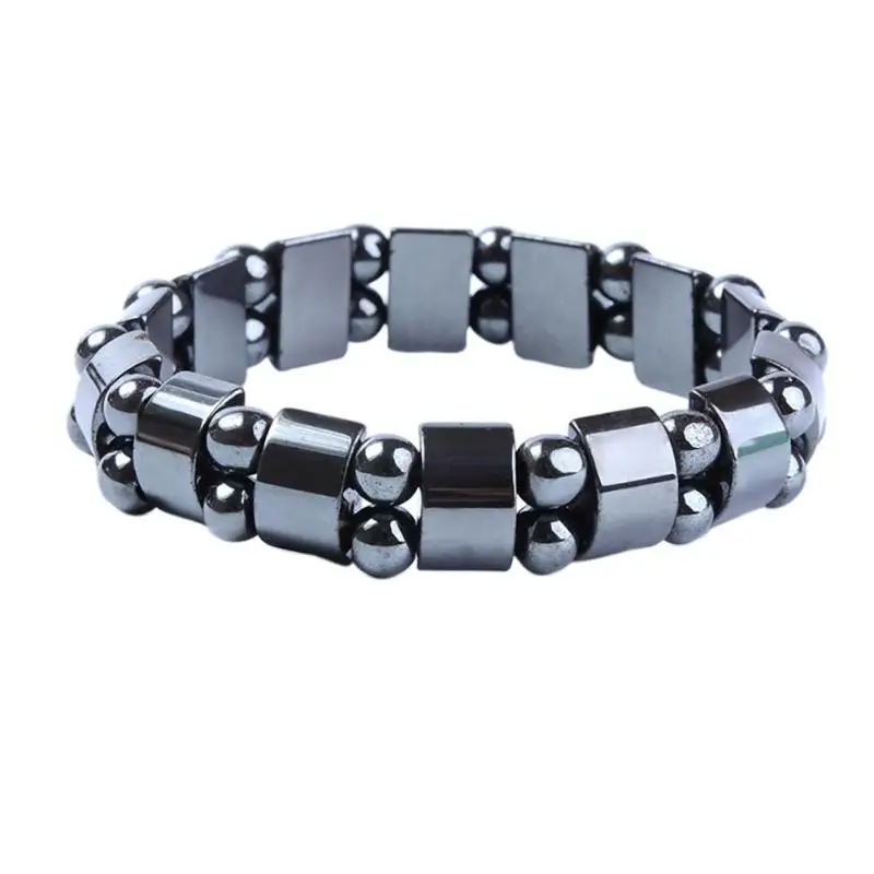 Модный очаровательный черный магнитный браслет из гематита для мужчин и женщин здоровый браслет из натурального камня ювелирные браслеты аксессуары подарок - Окраска металла: С черным цинковым покрытием