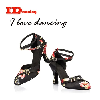 

2019 new dance shoes for women flower Latin Dance Shoes close toe autumn and winter party shoes girls morder shows JuseDance