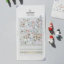 suatelier winter love clear PET cute adhesive stickers scrapbooking nail phone planner decoration snowflake flag design
