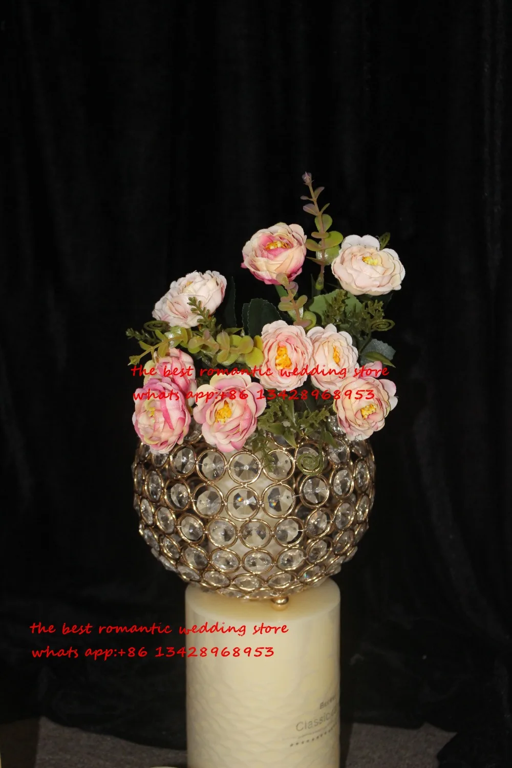 

gold wedding table crystal centerpiece big globe centepriece 15cm diameter