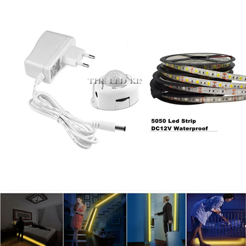 

LED Night Light Strip Smart Turn ON OFF fita de led luz waterproof SMD2835 bandeau led Bedroom pir motion sensor LED Strip Light