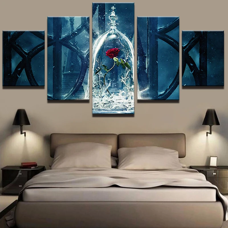 Stained Glass Beauty And The Beast Wall Canvas Art Picture