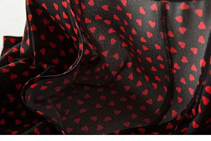 Женское платье Gabin Красное Сердце печати Обёрточная бумага платье короткий рукав платье миди с v-образным вырезом кнопки талии