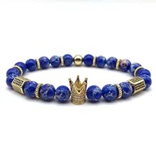 

Crown Men Bracelet 2018 New Fashion Stone Bead Charm Bracelets & Bangles For Men Fashion Jewelry Gift