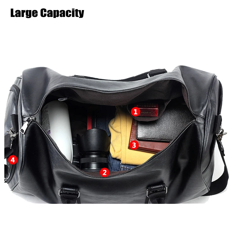 Men's Leather Sports Training Bag Durable Gym Bags for Men Fitness Military Training Handbag Leather Travel Luggage Tote