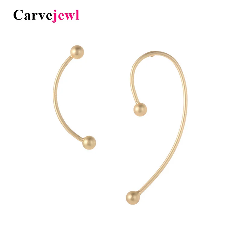 Carvejewl New Fashion matte Gold Color wire Shape Punk Ear Cuff Earrings simple asymmetric Earring For Women jewelry unique stud | Украшения