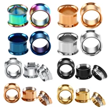 2 шт./партия стальные беруши и туннели расклешенные золотые черный винт Ушные Тоннели пирсинг уха диаметры для ушей пирсинг для уха позволяет ювелирные изделия для тела