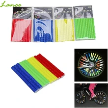 Bicycle spokes fluorescence light reflective tube clip bike wheel rim steel wire mount cycling warning accessories 12 pcs/set