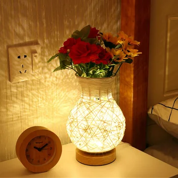 

Thrisdar DC5V USB Powered Dimmable Rattan Vase LED Table Lamp Creative Romantic Bedroom bedside Sleeping Night Light