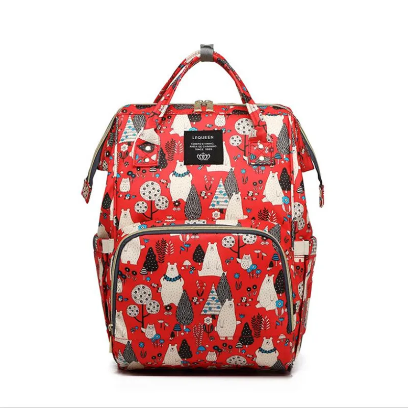 LEQUEEN Diaper Bag Mini Bear Hand Painted Cartoon Waterproof Nappy Bag Baby Care Travel Backpack Ma