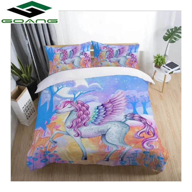 Cheap GOANG cartoon unicorn bedding set bed sheet duvet cover pillow 3pcs super king size bedding sets Children room decoration Cheap GOANG cartoon unicorn bedding set bed sheet duvet cover pillow 3pcs super king size bedding sets Children room decoration