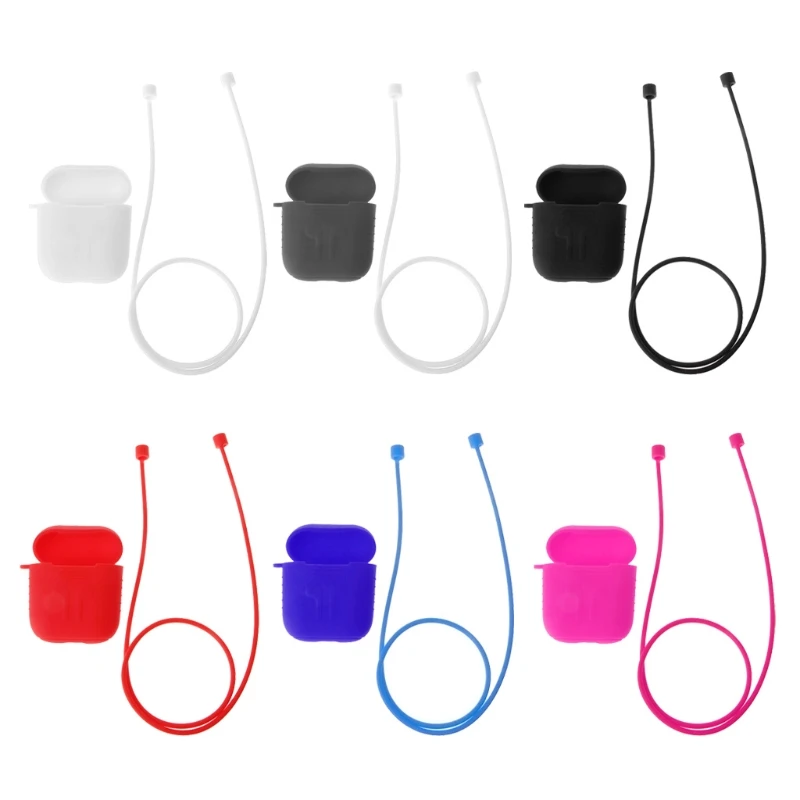 

Silicone Protector Sleeve Cover Pouch With StrapFor AirPod Earphone Charge Case