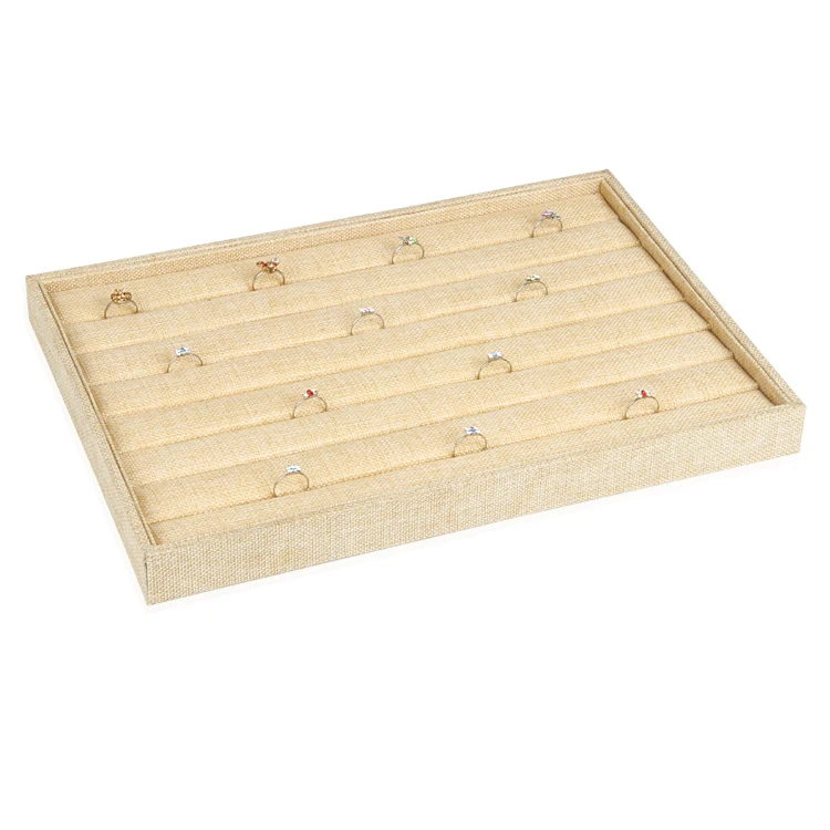 LAN LIN rings jewelry receive tray yellow linen display tray fashion rings Display Show storage font