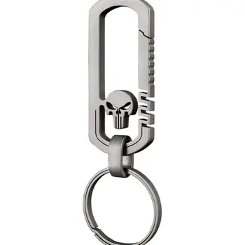 

ATZB Titanium Keychain New Skull Key Ring Men's Waist Hanging Hot Outdoor EDC Carabiner Mountaineering Hook Climbing Accessories