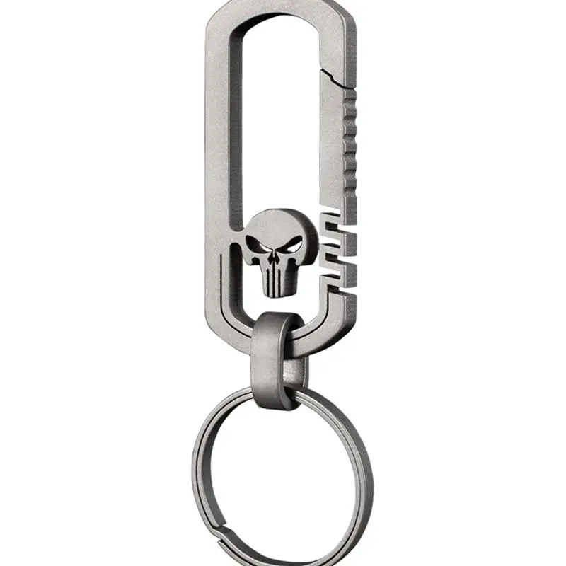 

Titanium Keychain New Skull Key Ring Men's Waist Hanging Hot Outdoor EDC Carabiner Mountaineering Hook Climbing Accessories