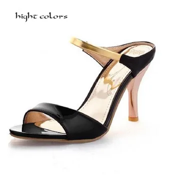 

New Arrival 2019 Summer Peep Toe Sweet Fashion Women's Sandals Thin Heel Shoes Pumps Sexy Gold Ankle Strap High Heel Sandals