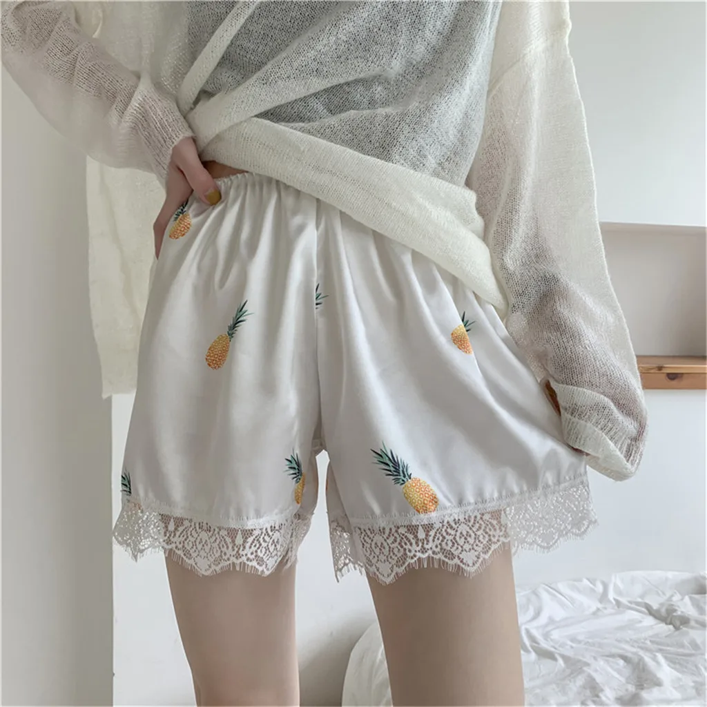 JAYCOSIN новые летние женские шорты Длинные Сексуальные корейские kawaii фрукты сердце принт Кружева Свободные дышащие атласные домашние шорты 905214
