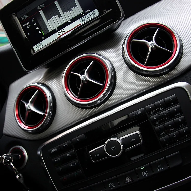 5 pcs Aluminium alloy Air outlet sticker/Instrument panel Air outlet decoration ring Fit for Mercedes Benz A/B/GLA/CLA Class