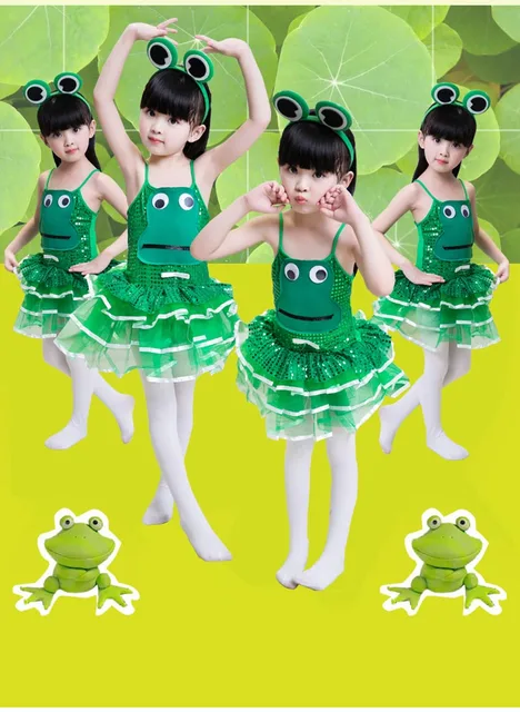 children frog costume green sequin dancewear girl boy toddler cute cartoon wearing frog prince halloween costume