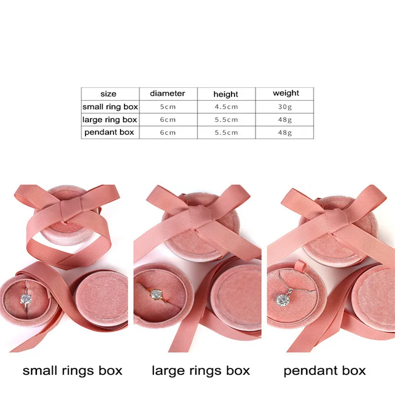 Delicate Handmade vintage velvet pendant necklace boxes gift box pink ribbon storage ring boxes jewelry packaging high-quality