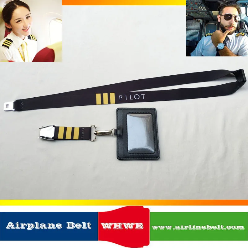 

Free shipping black car seatbelt airplane buckle key lanyard badge holders mobile phone neck straps for pilot flight man