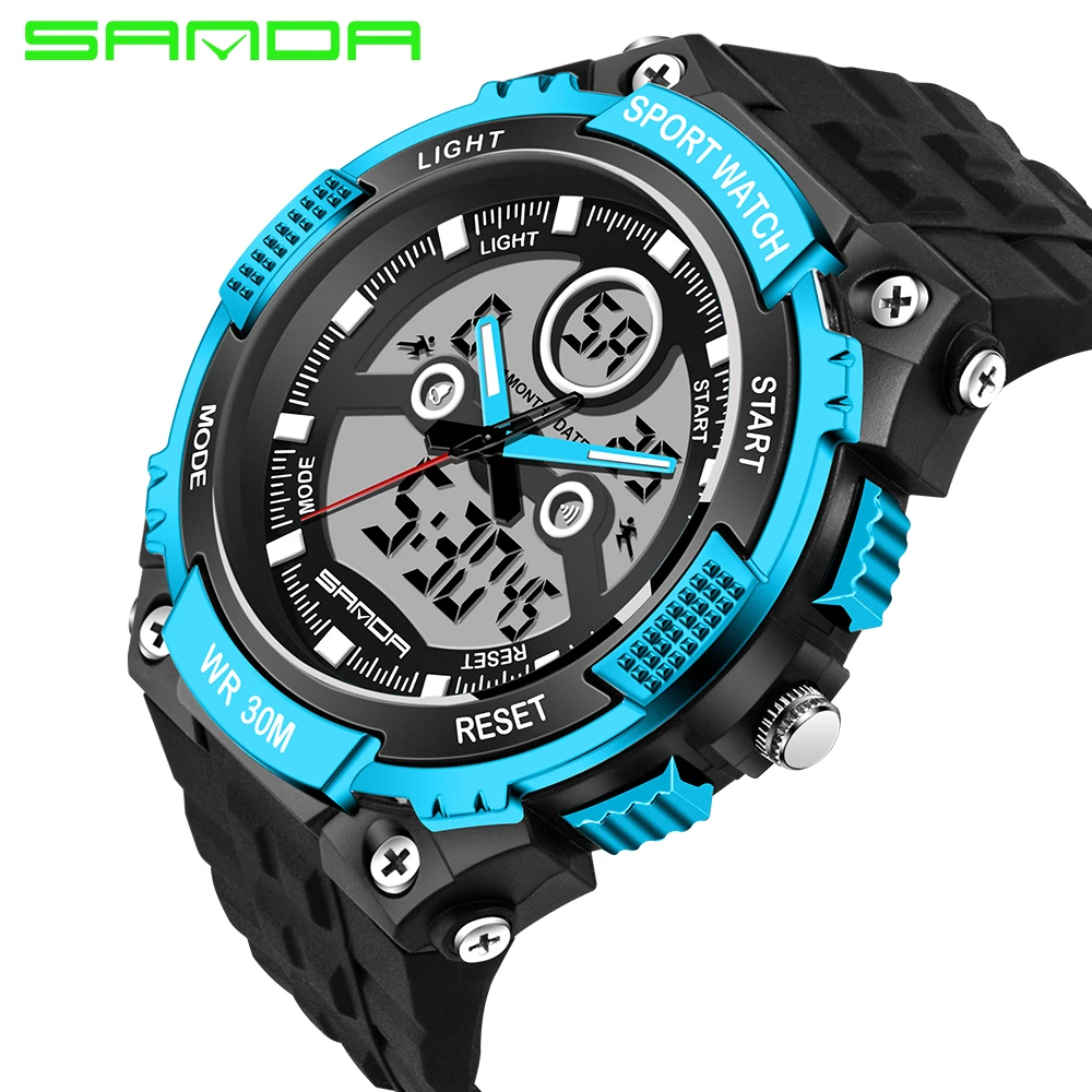 2017 SANDA Brand font b Watch b font Men Sports font b Watches b font LED