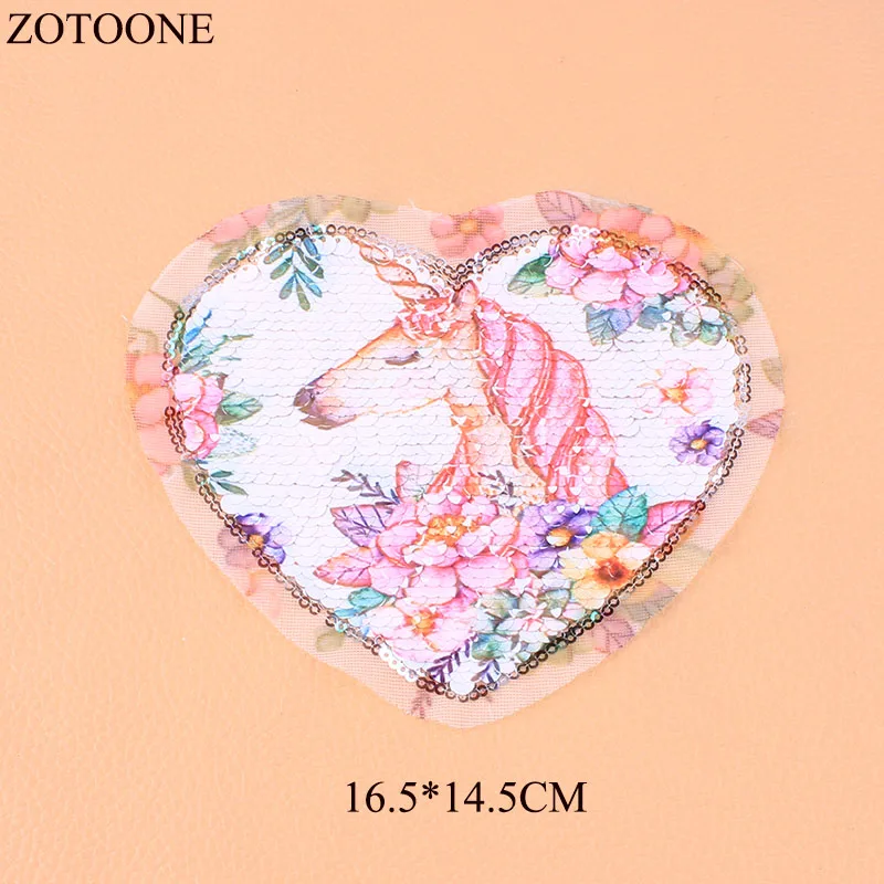 

ZOTOONE Unicorn Patches for Clothes Sew on Reversible Sequin Applique Applications Embroidery Patches Sticker DIY Accessories