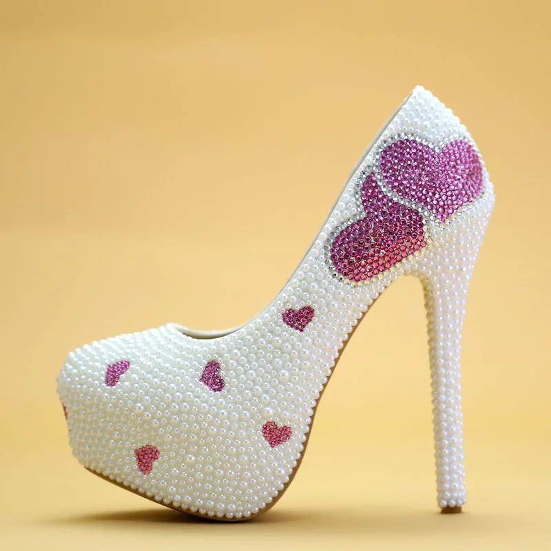 

New wedding photo shoes, pearl bride wedding shoes, evening dress, Purple love crystal shoes adult gifts, high heeled shoes.