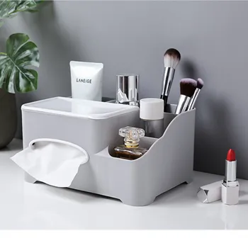 

Nordic Multifunction Tissue Box Desktop Remote Control Storage Box Plastic Paper Box Living Room Compartment Cosmetics Bins