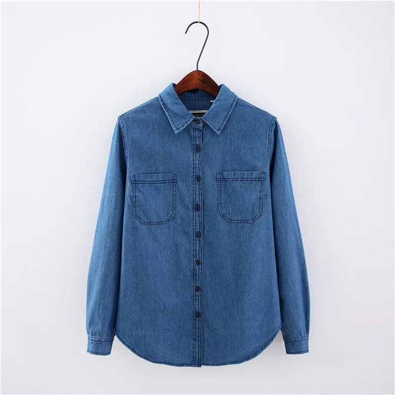 Casual mujer denim jeans blusa mujer camisa femenina
