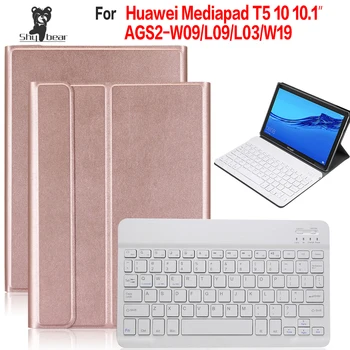 

PU Leather Case for Huawei Mediapad T5 10 10.1 AGS2-W09/L09/L03/W19 Removable Bluetooth Keyboard Cover Case