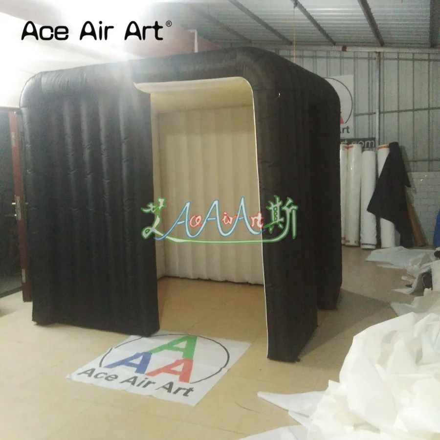  customized reusable black with white Inflatable photo booth backdrop for photography with LED color