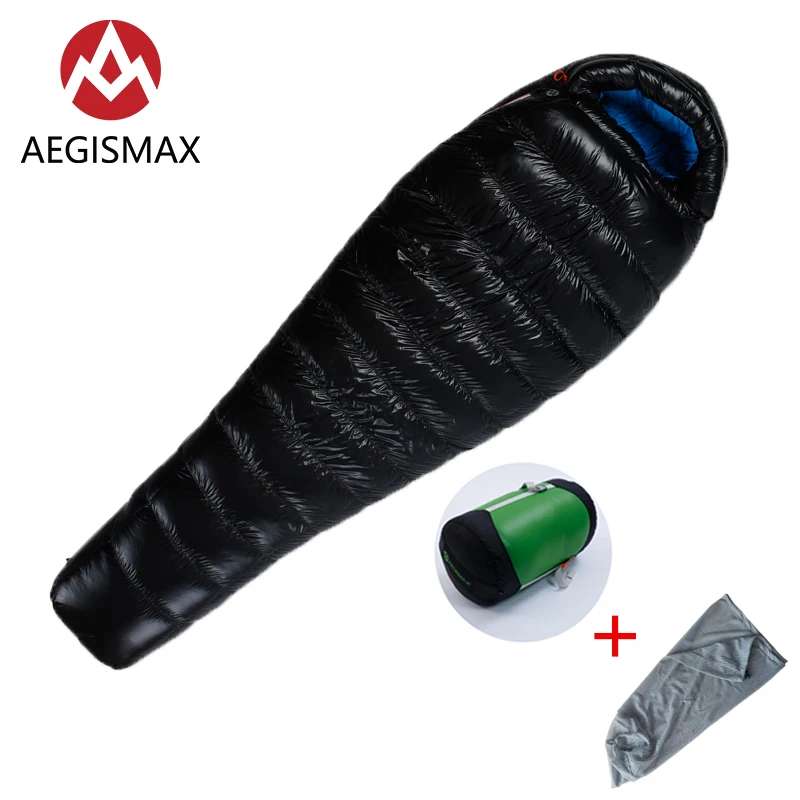 Cheap  AEGISMAX D5 Series Outdoor Camping Ultralight White Duck Down Mummy Adult Nylon Winter Sleeping Bag