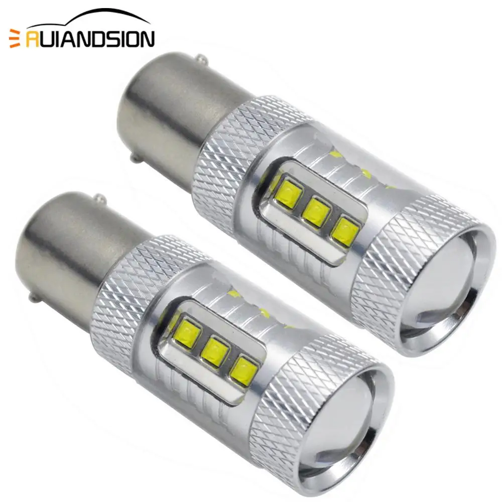 2x80 Вт 0.88A 1156 P21W светодиодный BA15S BAU15S PY21W лампы 16SMD XB D чипы без Полар флиса может