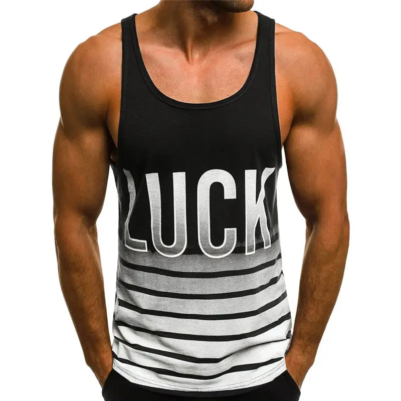 

Fashion Men's Casual Slim Letter Printed Sleeveless Tank Top Top Blouse Camiseta Tirantes Hombre Gym Vest Fitness Men