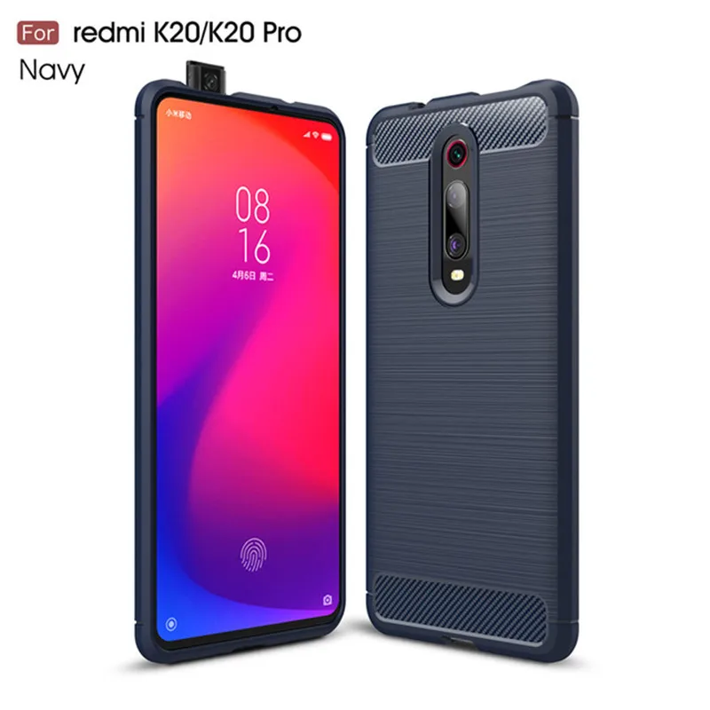 Чехол из углеродного волокна для Xiao mi Red mi K20 Pro mi 9t mi 9T 9 CC9 CC9E A3 Lite Red mi Note 8 7 7A 8T 10 мягкий бампер прочный Чехол - Цвет: navy