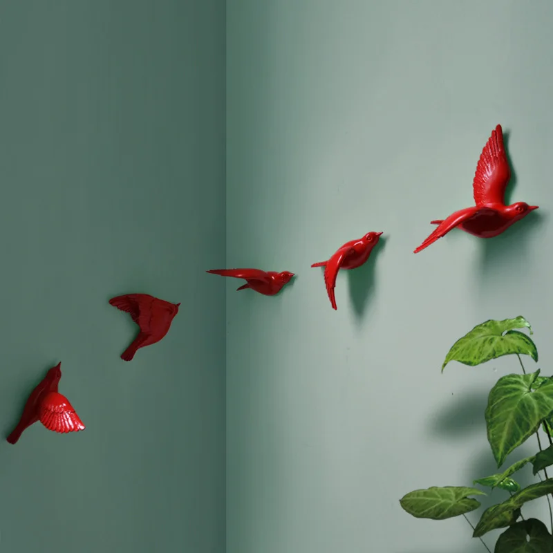 Креативная Смола маленькая птица украшение стены 3D домашний декор настенные вешалки декоративные аксессуары современные ремесла фоновая стена