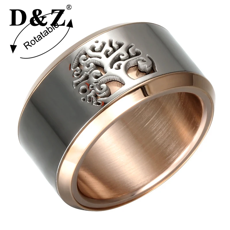 

D&Z Trendy Gold Color Tree Of Life Ring 316L Titanium Stainless Steel Wisdom Tree Rings For Men Jewelry Gift