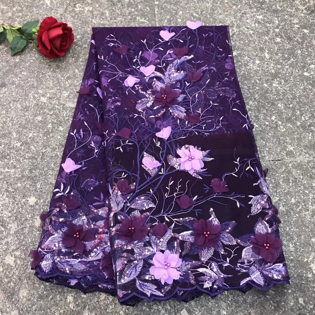 New Arrival African Appliqued Tulle Lace Fabric Wholesale Party Laces 2019 Popular 3D Rose Beaded French Fabrics | Дом и сад