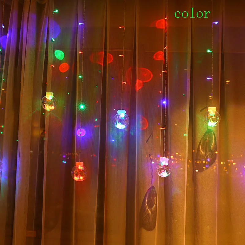 3 м 12 шт. лампочка и 123 светодиодный прозрачный шар светодиодный сказочные гирлянды для занавесок 220 В романтическое рождественское свадебное праздничное декоративное освещение