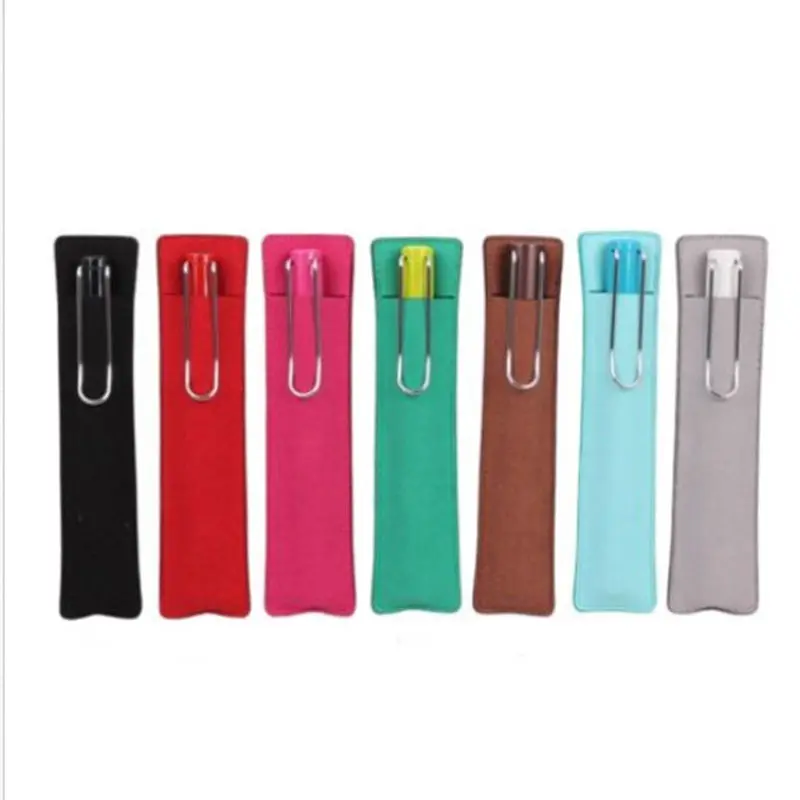 

6 Colors hot sell Faux Brush Case Cover Pouch Protector Case Leather Cosmetic Bag Pen Pencil Case Bag