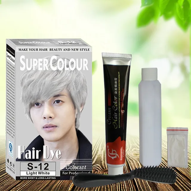 New Fashion Color Hair Dye Cream # S12 Light White Color Natural Permanent  Super Hair Dye Cream