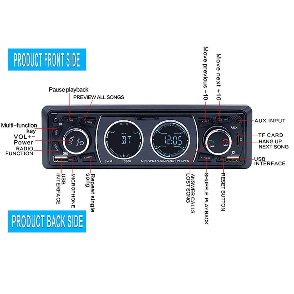 12 В ЖК-дисплей Автомобильный MP3-плеер автомобильный стерео аудио в тире Aux вход приемник Поддержка TF/FM/USB/SD с пультом дистанционного управления CA