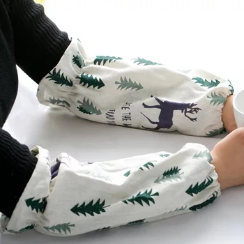 

Cotton and linen Nordic style painting adult anti-fouling cotton Korean version of the sleeve cleaning office chores women's
